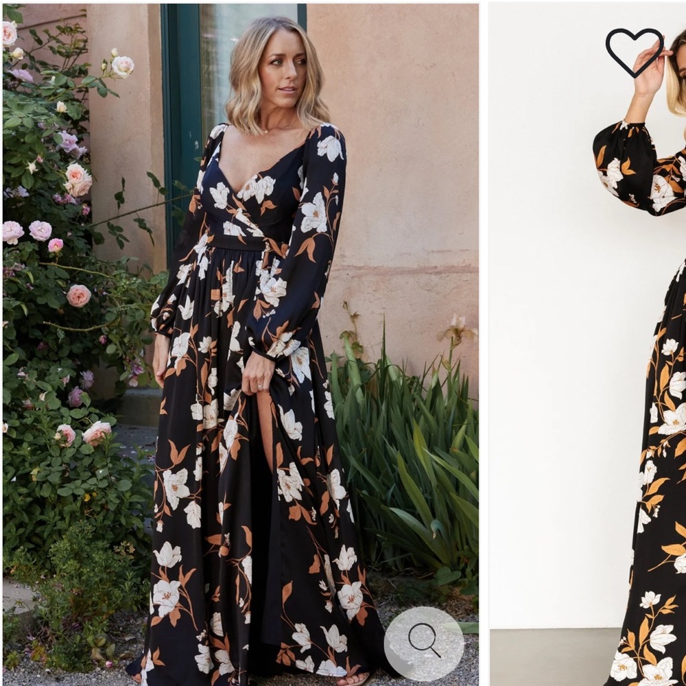 Baltic born Tristan maxi dress- black with floral pattern. Worn once for pics!